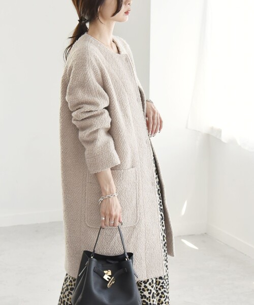 quaranciel ノーカラーコート コート quaranciel: ループヤーン ノー