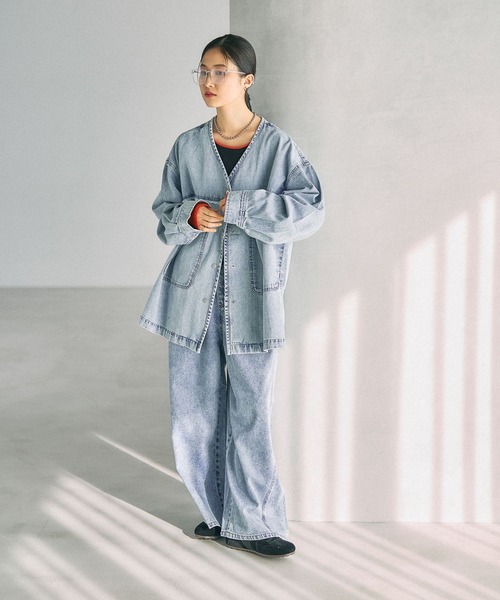 LEPSIM（レプシィム） ブラウス シャツ ノーカラーデニムシャツ 629900