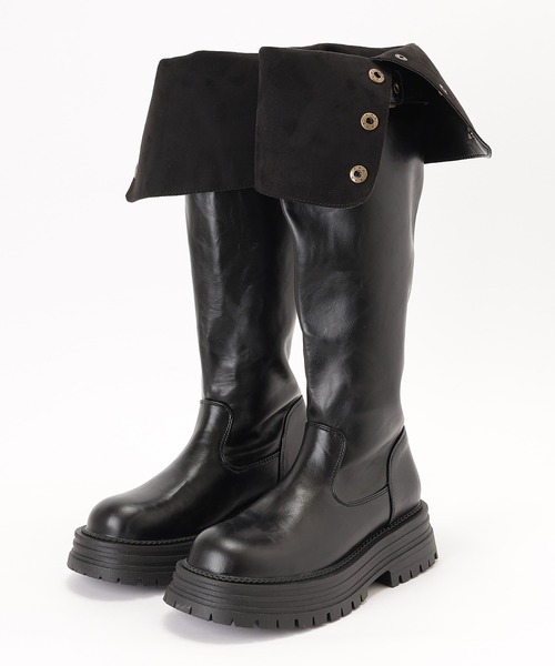 Lace Ladies（レースレディース） ブーツ 2WAY レザー調 折り返し 厚底