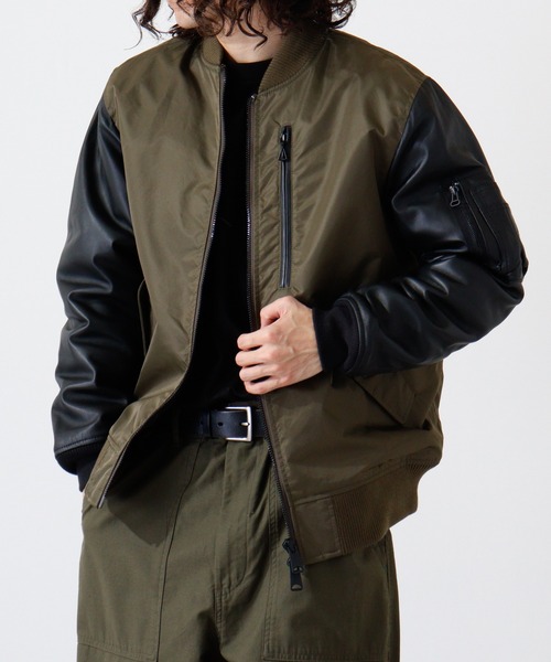 MMMM ma1 ma-1 袖レザーMA-1 メンズ レディース : ZOZOTOWN Yahoo!店