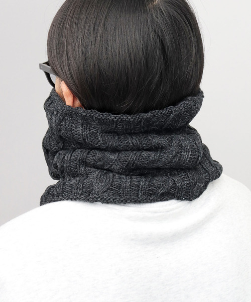 A.M.S. ネックウォーマー スヌード 3Mシンサレート入り ケーブル編み