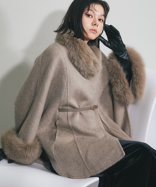 SMILE ORCHID（スマイルオーキッド） ポンチョ ウール混フォックス