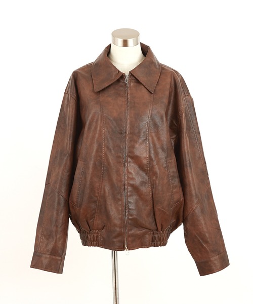 ブルゾン アウター a.p.o.v. ビンテージライクジップアップジャケット