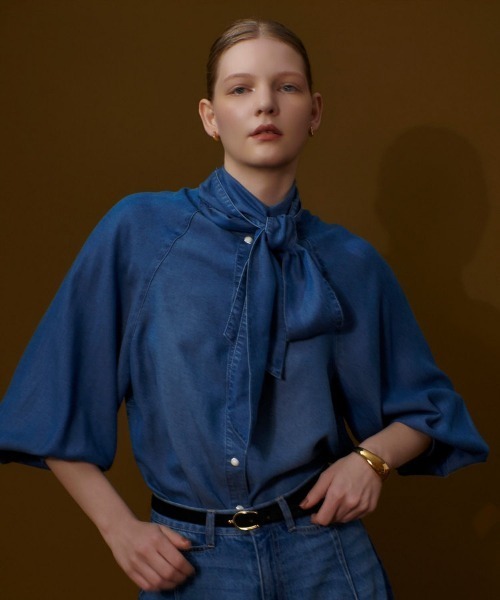 allureville（アルアバイル） ブラウス シャツ デニムボウブラウス