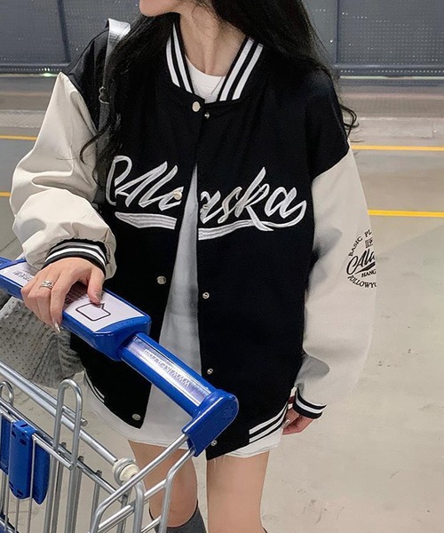 DEVICE（デバイス） スタジャン バイカラー オーバーサイズ 古着風