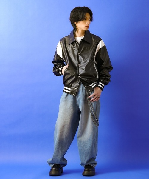 スタジャン a.p.o.v. 合成皮革スタジャン メンズ レディース