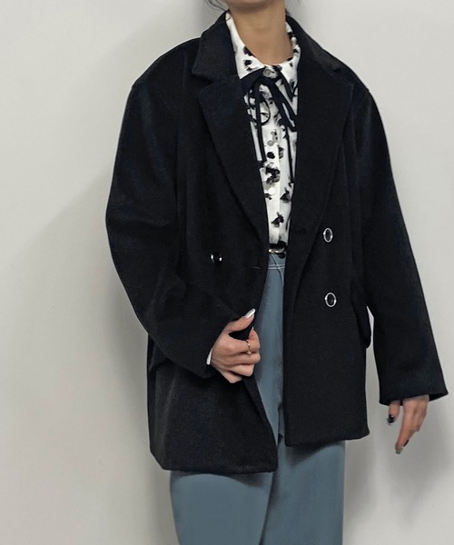 コート アウター ウールライクダブルコート／ダブルブレストショート丈