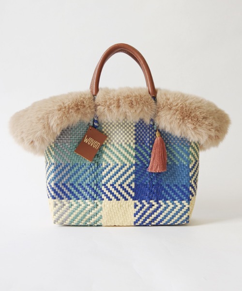 かごバッグ カゴバッグ WOVEN (ウーヴン) / エコファーフラップカバー+