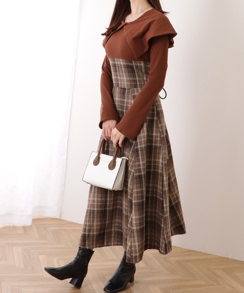 Lace Ladies（レースレディース） ワンピース ビッグカラー チェック柄