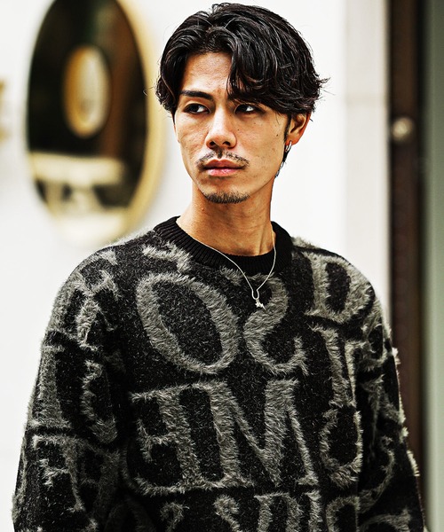 SOMEDIFF（サムディフ） セーター ニット フェザーヤーン総柄ニット