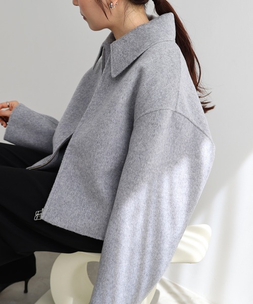 evernavy コート アウター リバージップショートコート レディース