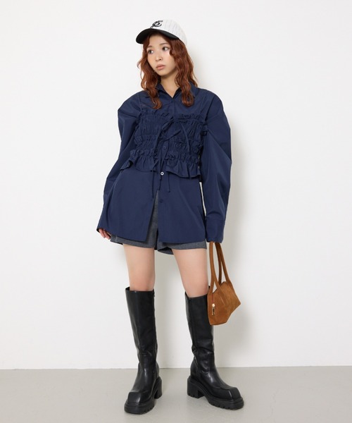 SLY（スライ） ブーツ 「美脚チートブーツ」SQUARE TOE KNEE BOOTS