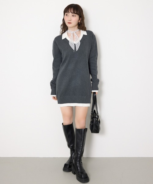 SLY（スライ） ブーツ 「美脚チートブーツ」SQUARE TOE KNEE BOOTS