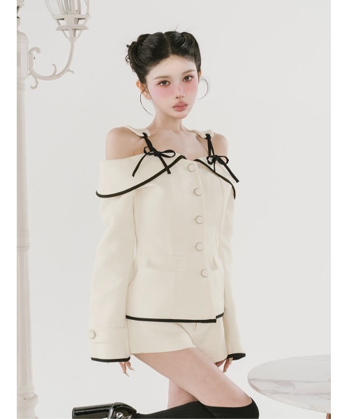 Darich（ダーリッチ） ボンディングツイードオフショルチュニック