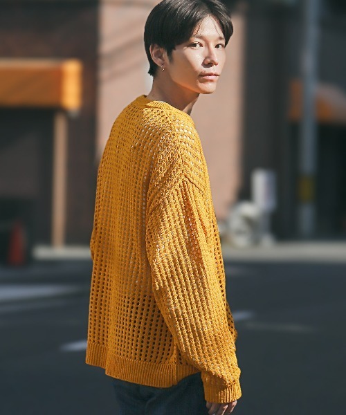 LUXSTYLE（ラグスタイル） セーター ニット 7Gメッシュ編みクルー