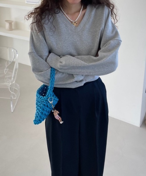 LACーVERT トレーナー スウェット Vネッククロップドスウェット