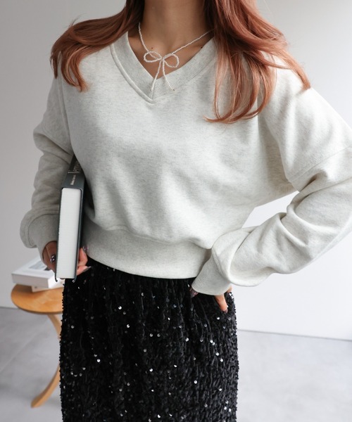 LACーVERT トレーナー スウェット Vネッククロップドスウェット