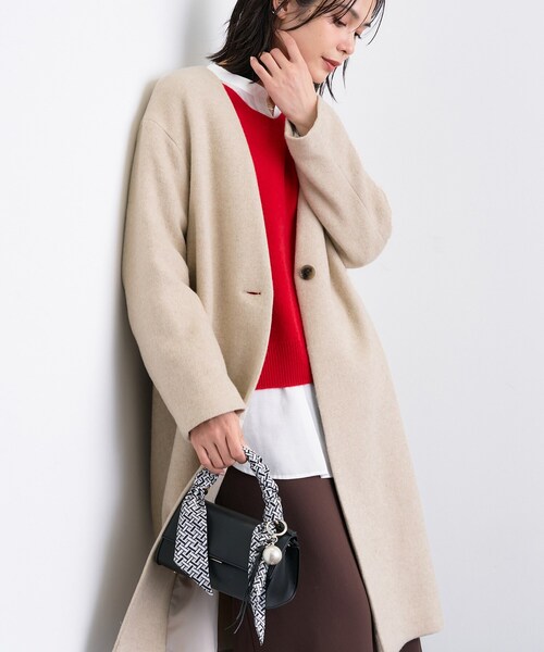 INDIVI（インディヴィ） ノーカラーコート コート 「軽量／ウール混