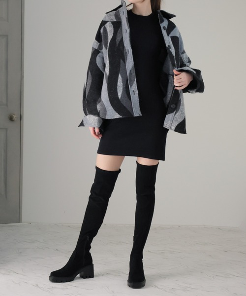 VIVIAN（ヴィヴィアン） ブーツ スクエアトゥ厚底ストレッチニーハイ