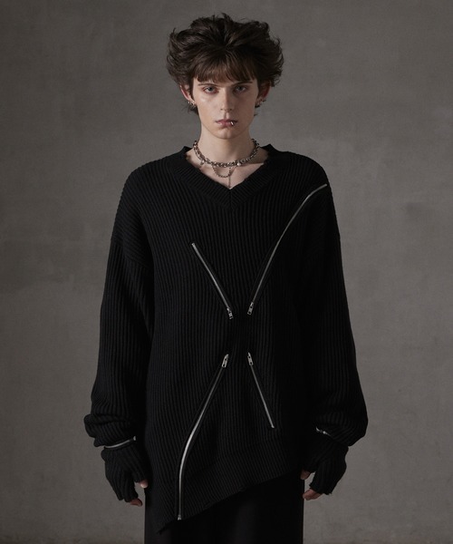 GRANCY セーター ニット 「GRANCY」ZipDesign Asymmetry Knit / ジップ