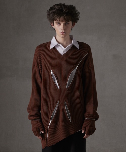 GRANCY セーター ニット 「GRANCY」ZipDesign Asymmetry Knit / ジップ