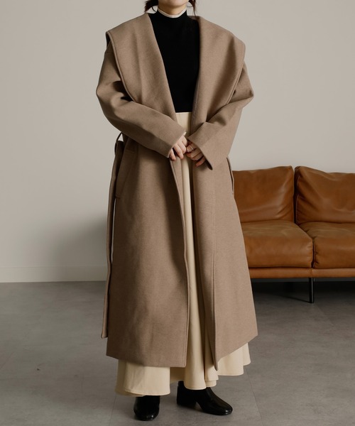 RANAN（ラナン） コート アウター ウール調セーラーカラーオーバー