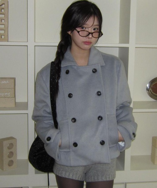 コート アウター ダブルブレストショートコート レディース : ZOZOTOWN