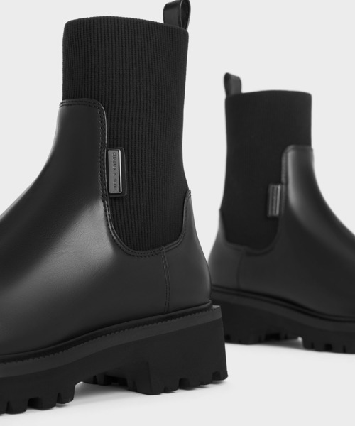 CHARLES ＆ KEITH（チャールズ&キース） ブーツ ニットソックス リッ