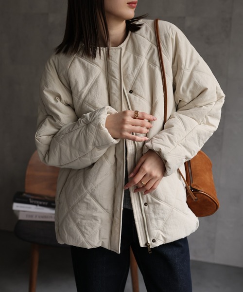 sakishimatokyo ノーカラーコート コート 「選べる着丈」中綿ダイヤ