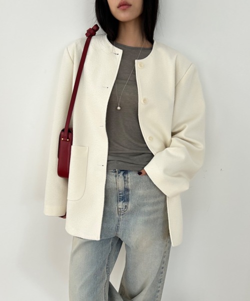 Didot.showroom ジャケット ノーカラージャケット ノーカラー ツイード