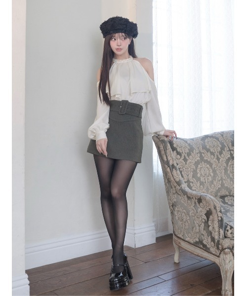 Darich（ダーリッチ） ブラウス シャツ パールネックアメスリブラウス