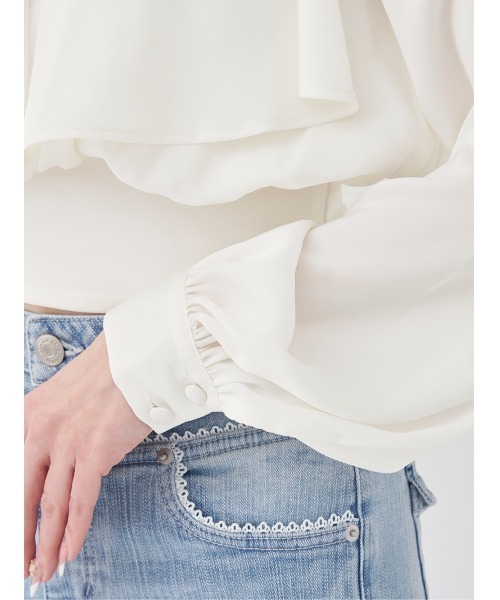 Darich（ダーリッチ） ブラウス シャツ パールネックアメスリブラウス