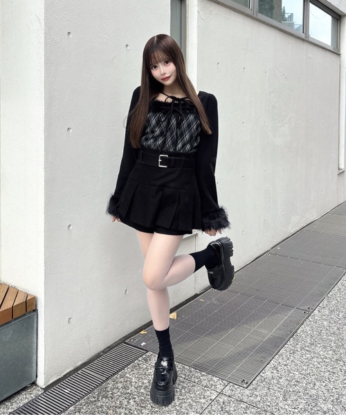 one way（ワンウェイ） tシャツ ファー付きボレロ風トップス