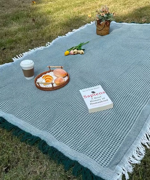 Port（ポート） ブランケット 「 」 ピクニック フリンジ付き ラグ