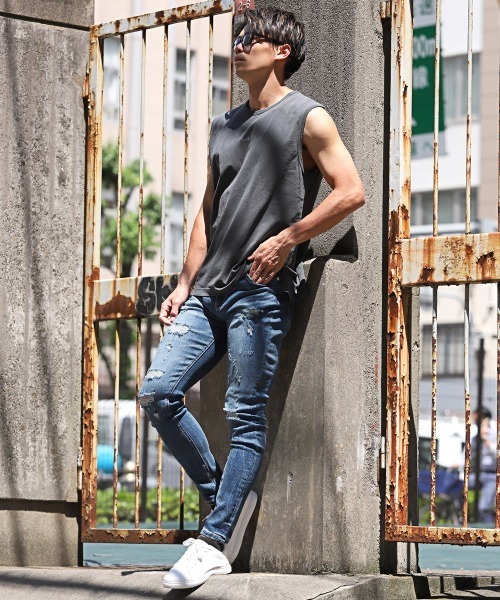 LUXSTYLE（ラグスタイル） ジーンズ ダメージ加工スキニーデニムパンツ