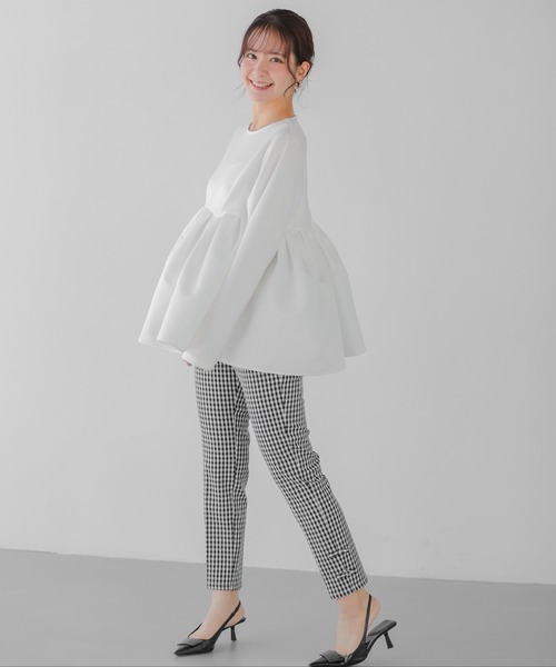 Fit more（フィットモア） ボリュームタックペプラムトップス