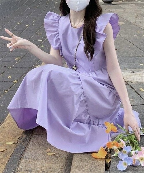 FREE STYLISTS ワンピース 肩フリルディアートワンピース : ZOZOTOWN