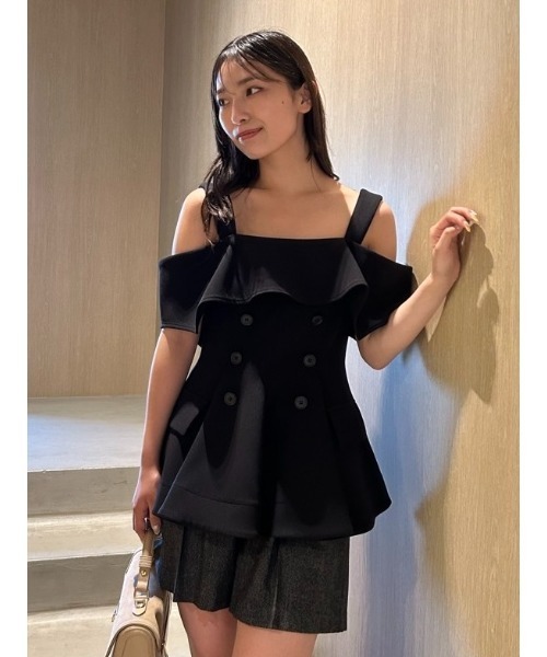 FRAY I.D（フレイ・アイディー） tシャツ オフショルペプラムトップス