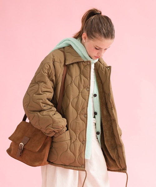 ミリタリージャケット モッズコート ビックサイズ襟付きキルティング