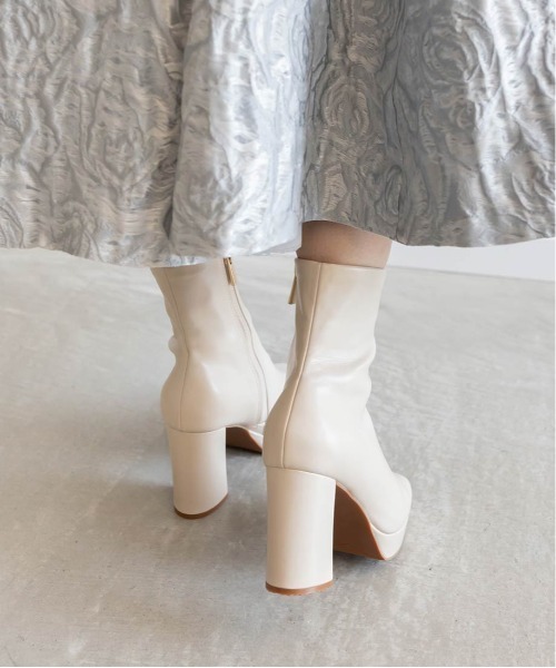 RANDA（ランダ） ブーツ ストレッチ チャンキーヒールショートブーツ