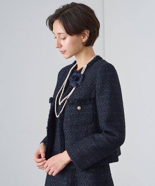ANAYI（アナイ） ジャケット ノーカラージャケット ミックスツイード