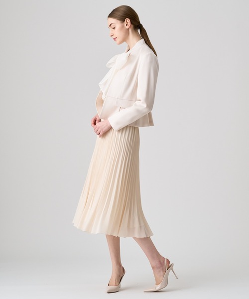 1109】アナイ トリアセサテンノーカラージャケット ライトグレー 38