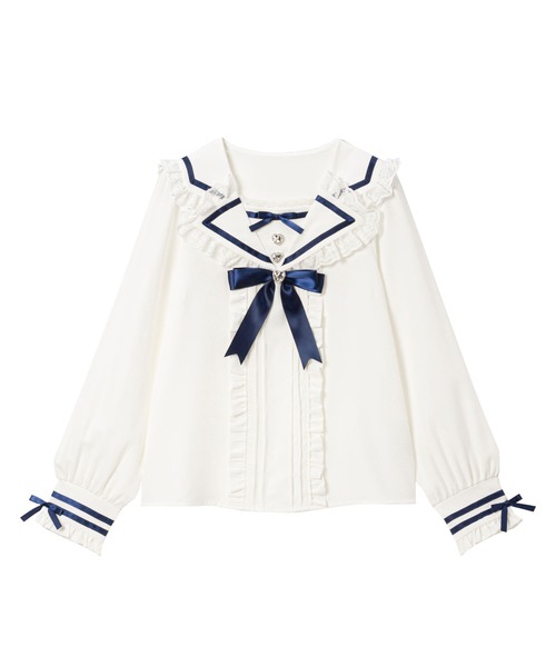 DearMyLove ブラウス シャツ 推しリボンテーラードセーラー襟ブラウス