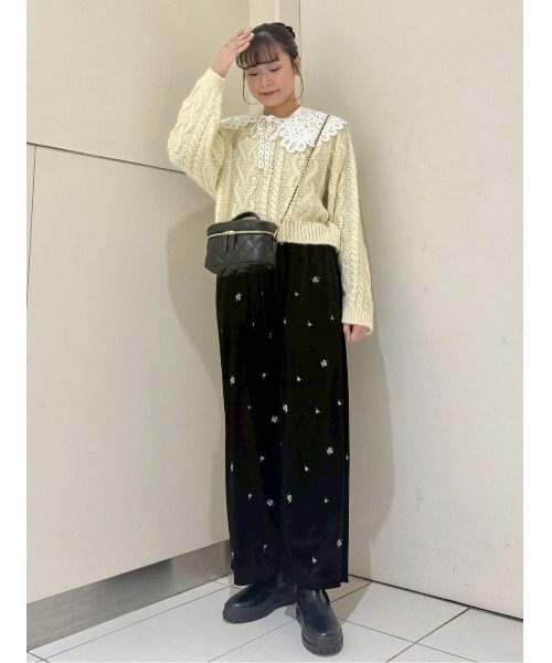 flower パンツ ベロアエンブロイダリーパンツ2 レディース : ZOZOTOWN