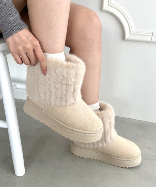 SOLLON.（ソルロン） ブーツ ファーレッグカバームートンブーツ