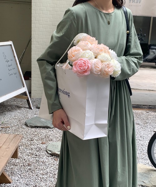 Diosfront ワンピース 2022AW マキシ丈ハイウエスト切替ギャザー