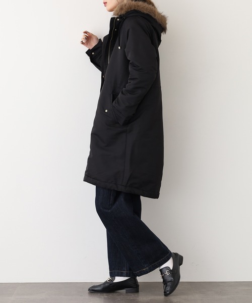 Ree&Mee モッズコート コート 裏ボア 防寒 撥水加工 フードファー