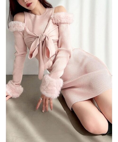 RESEXXY（リゼクシー） ワンピース ポイントフェイクファーミニニット