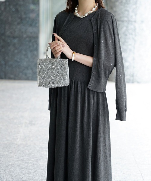 HUIT bouquet（ユイット ブーケ） カーディガン ドット柄 ラメ シアー