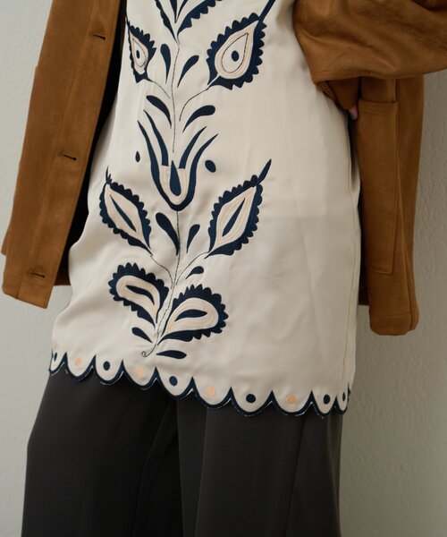 Omekashi（オメカシ） キャミソール サテン刺繍キャミチュニック